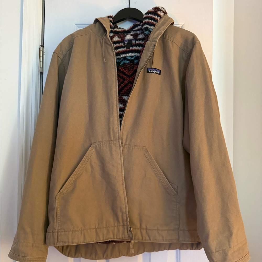Patagonia Multicolor Striped Fleece-Lined Jacket (Khaki Exterior) RARE MENS L